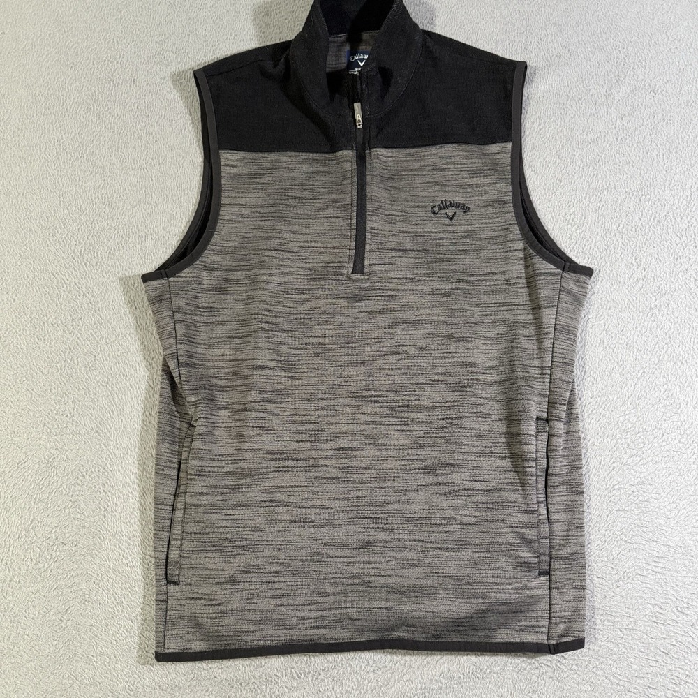 Callaway Golf Weather‎ Series Mens 1/4 Zip Sweater Vest Pullover Gray Medium